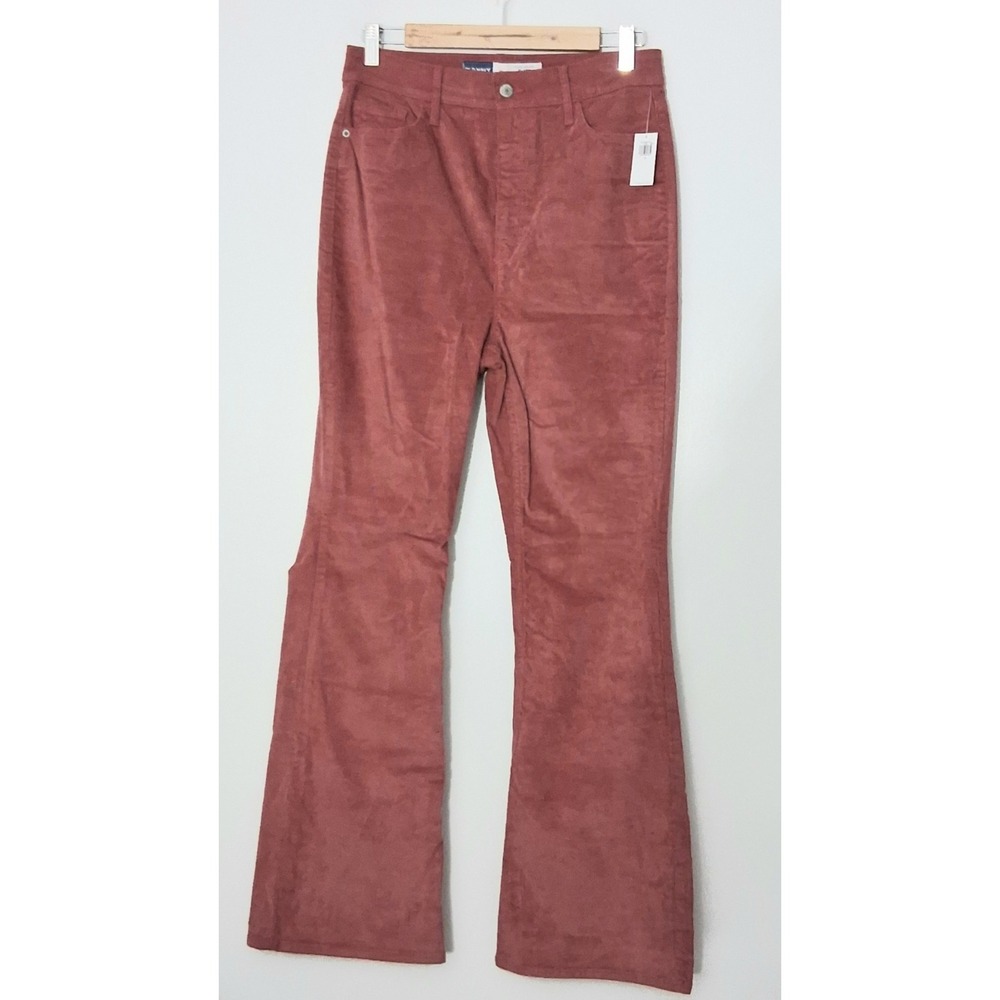 Old Navy Pants Size 10 Corduroy Flare Higher High Rise Coral Orange Spice NEW